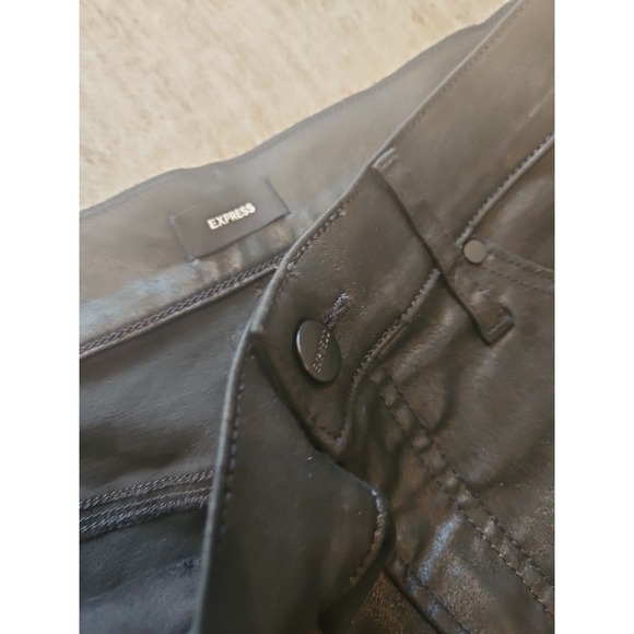 Express Jeans Metallic High Waisted Faux Leather Skinny Pants Brass Color, 10R - Picture 3 of 12